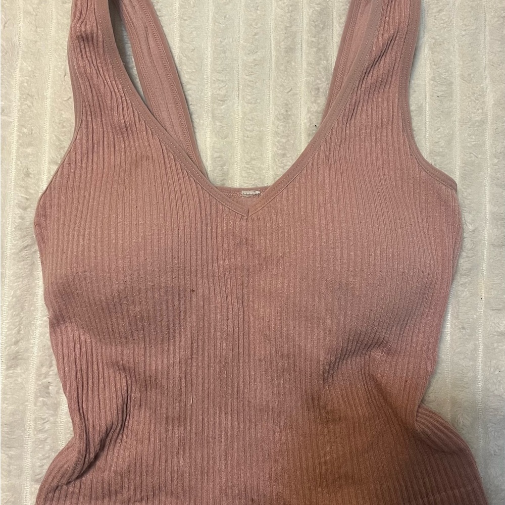 Altar'd State Pink Ribbed Sleeveless Tank Top